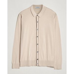 John Smedley Shadow Tipped Sea Island Cotton Cardigan Almond