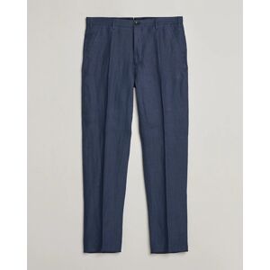 Incotex Straight Fit Pure Linen Trousers Navy