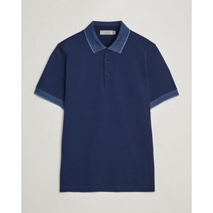 Canali Contrast Collar Short Sleeve Polo Dark Blue