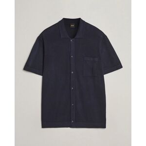 Boss ORANGE Kamiccio Knitted Short Sleeve Shirt Dark Blue