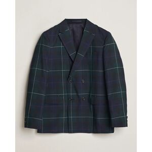 BEAMS PLUS Double Breasted Plaid Wool Blazer Green Plaid