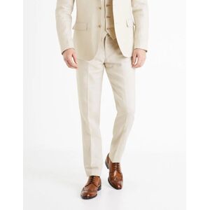 celio Pantalon de costume slim en lin - beige NATUREL - Publicité