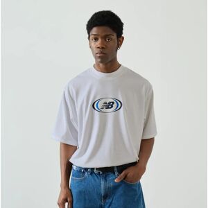 New Balance Tee Shirt Centered Logo Hoops blanc/bleu xs homme