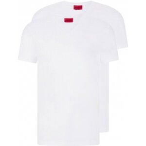 HUGO pour homme. 50325417 Pack 2 T-shirts, blanc, col en V, col en V, blanc (L), Casuel, Coton, Manche courte, Durable - Publicité