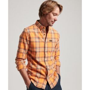 Superdry pour homme. M4010460A Chemise en coton biologique à carreaux Lumberjack Shirt orange (M), Casuel, Manche longue, Le coton biologiqu - Publicité