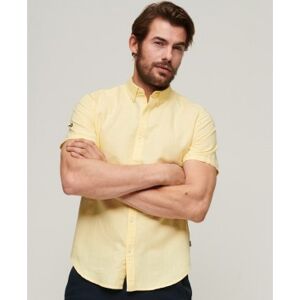 Superdry pour homme. M4010498A Chemise à manches courtes en lin et coton biologique jaune (M), Casuel, Manche courte - Publicité