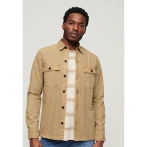 Superdry pour homme. M4010799A Chemise militaire brune à manches longues (L), Marron, Casuel, Coton, Manche longue - Publicité