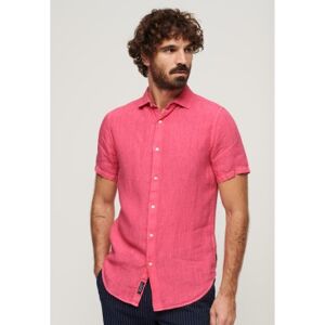 Superdry pour homme. M4010608A Studios lin chemise décontractée rose (L), Casuel, Manche courte - Publicité