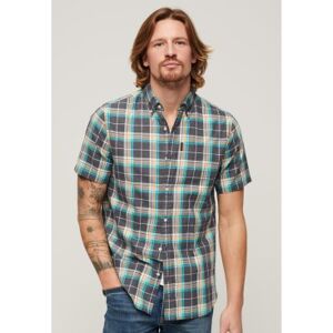 Superdry pour homme. M4010822A Chemise légère à carreaux marine (L), Casuel, Coton, Manche courte - Publicité