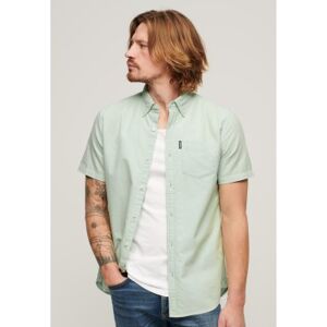 Superdry pour homme. M4010623A Chemise oxford verte à manches courtes (M), Casuel, Coton, Manche courte - Publicité