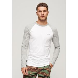 Superdry pour homme. M6010801A Maillot de baseball blanc essentiel à manches longues (L), Casuel, Coton, Manche longue - Publicité