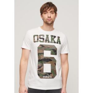 Superdry pour homme. M1011961A T-shirt camouflage Osaka 6 Standard blanc (L), Casuel, Coton, Manche courte - Publicité