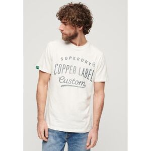 Superdry pour homme. M1011900A T-shirt Workwear de la gamme Copper Label blanc (L), Casuel, Coton, Manche courte - Publicité