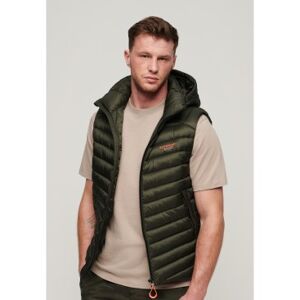 Superdry pour homme. M5011837A Gilet matelassé à capuche Fuji vert (L), Casuel, Polyester - Publicité