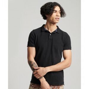 Superdry pour homme. M1110275A Polo noir Vintage Destroy (L), Casuel, Coton, Manche courte, Le coton biologique - Publicité