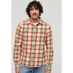 Superdry pour homme. M4010651A Surchemise vintage à carreaux verts et rouges (M), Casuel, Manche longue, Le coton biologique, Durable - Publicité