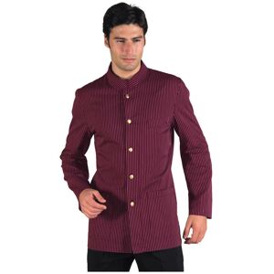 ISACCO Veste De Service Col Mao Rayé Bordeaux 100% Coton