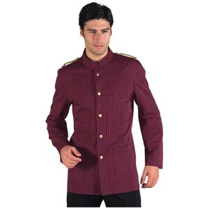 ISACCO Veste Major d' Homme Rayé Bordeaux Epaulettes Tressées 100% Coton