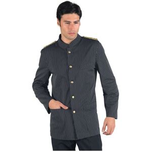 ISACCO Veste Major d' Homme Noir Raye Epaulettes Tressees 100% Coton