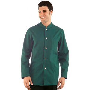 ISACCO Veste Homme Col Mao Coreana Vert Rayé Noir 100% Coton