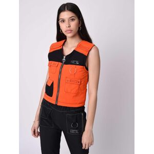 Project X Paris Gilet sans manches utility coutures contrastees empiecement mesh - Couleur - Orange, Taille - S