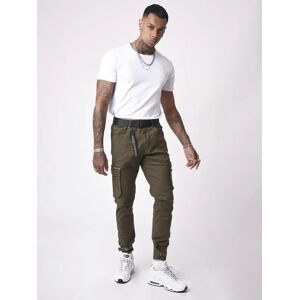 Project X Paris Jean Cargo poches et sangle de resserrement en bas - Couleur - Kaki, Taille - 30