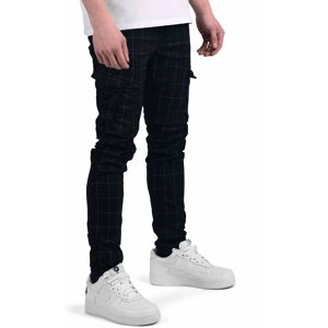 Project X Paris Pantalon slim cargo a carreaux et fines rayures - Couleur - Noir, Taille - 30