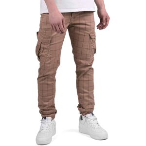 Project X Paris Pantalon slim cargo a carreaux et fines rayures - Couleur - Beige, Taille - 33