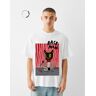 Bershka T-Shirt Gary Baseman Manches Courtes Boxy Fit Imprimé Homme L Blanc