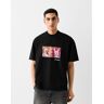 Bershka T-Shirt Gary Baseman Manches Courtes Boxy Fit Imprimé Homme M Noir