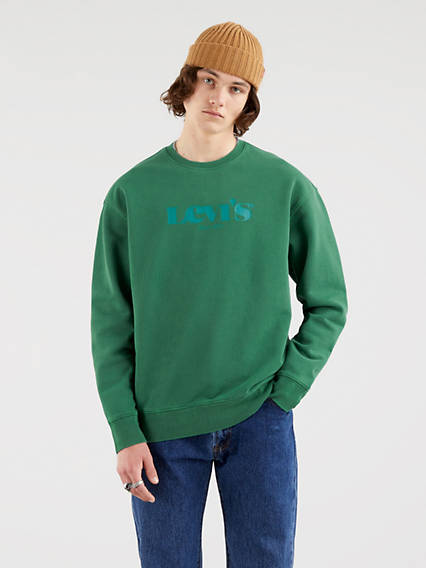 Levi's Relaxed Graphic Crew Neck Sweatshirt - Homme - Vert / Forest Biome