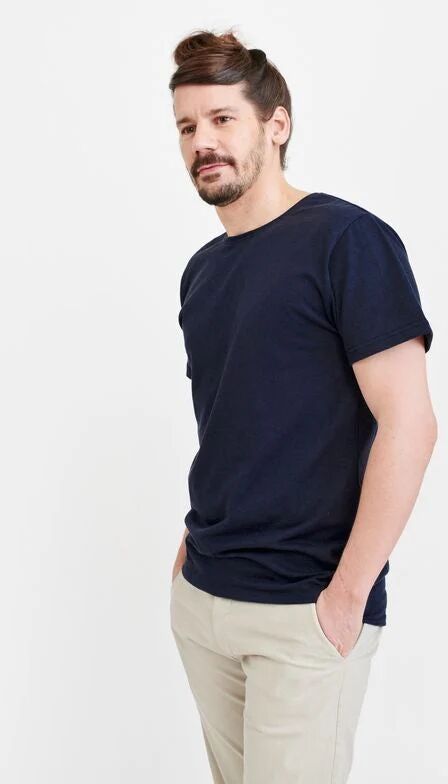 Pure Waste Men's Crewneck T-Shirt - 100% Recycled Materials, Solid Navy / S