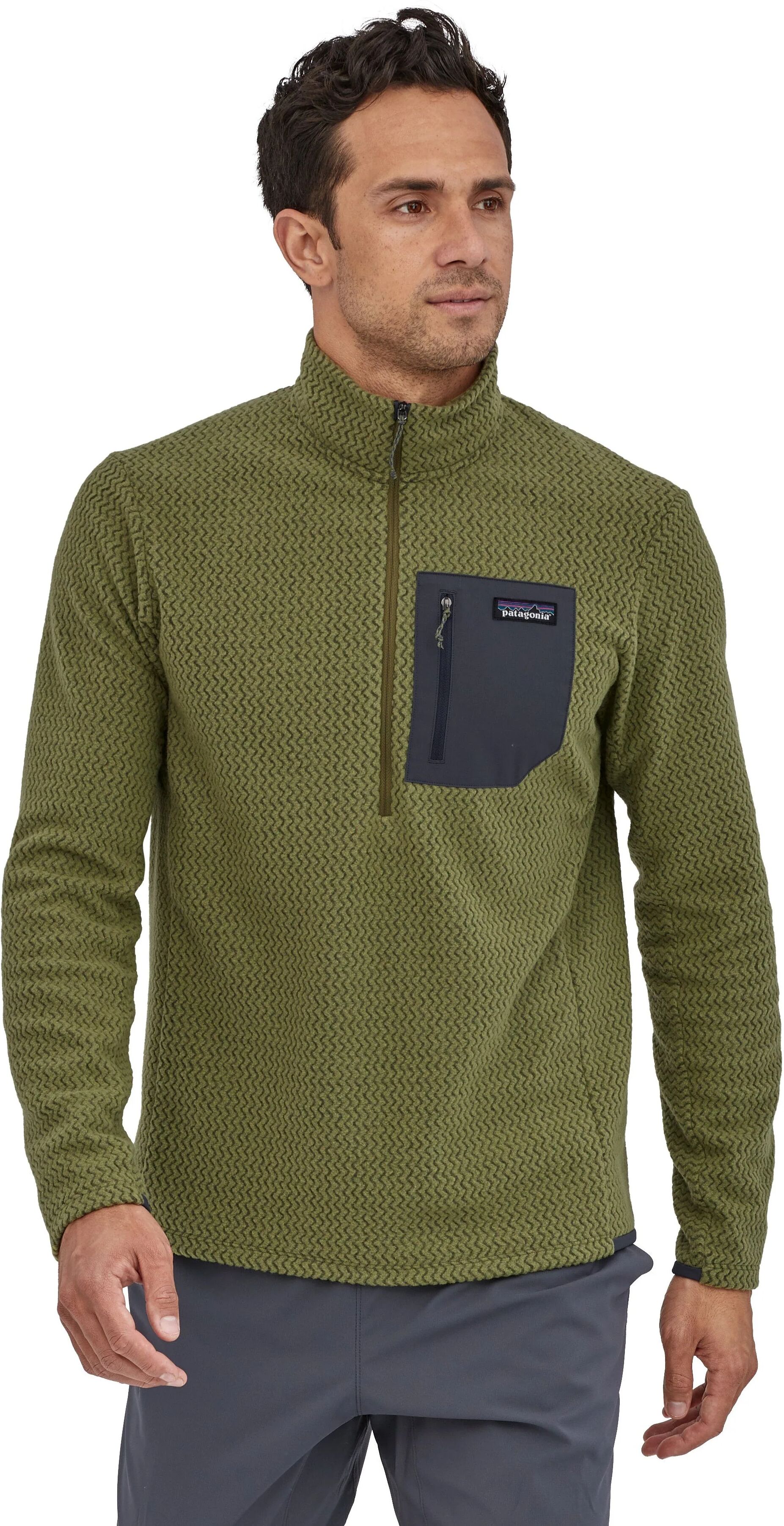 Patagonia Men's R1 Air Zip-Neck - Recycled Polyester, Palo Green / M