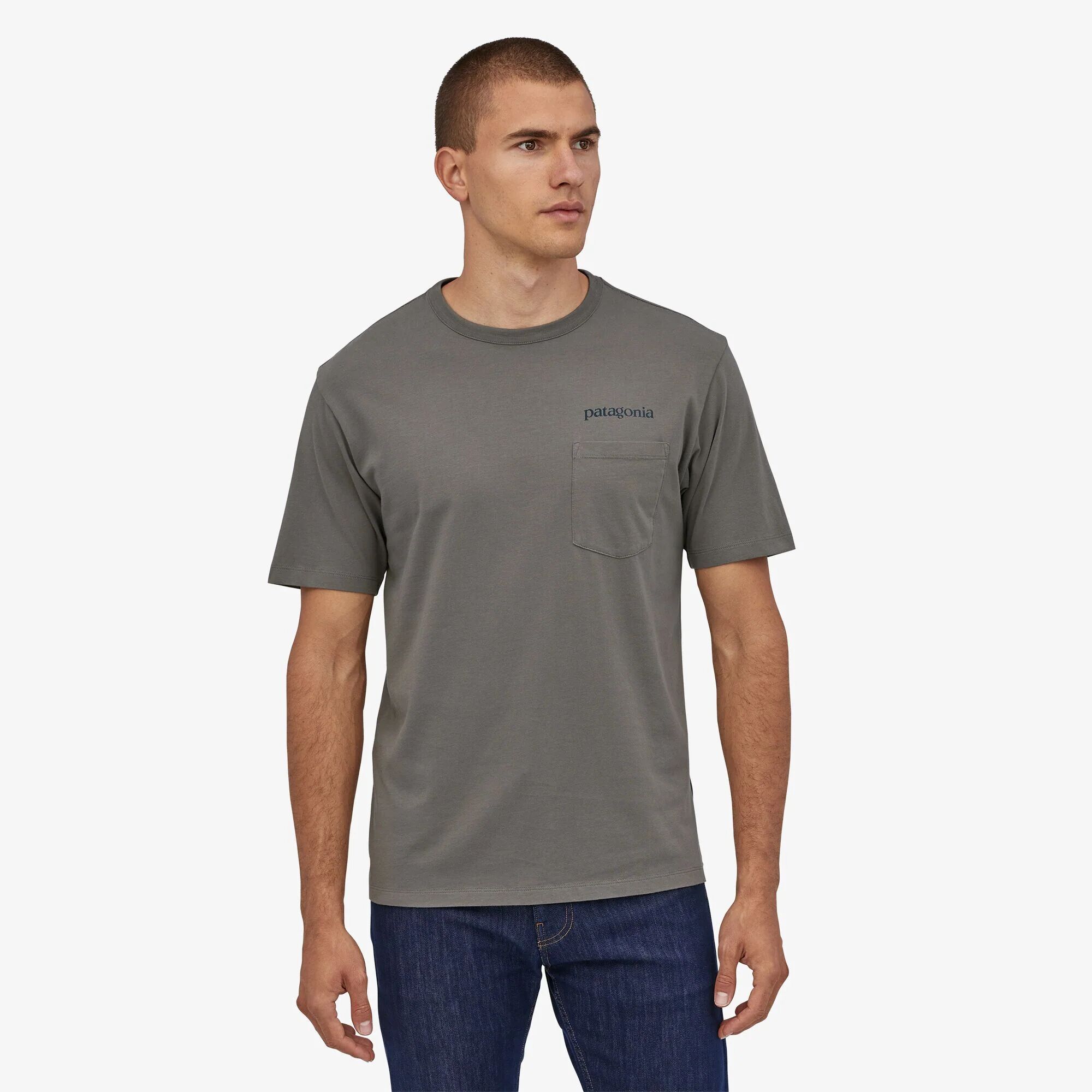 Patagonia Men's Road to Regenerative Pocket Tee - Organic Cotton, Noble Grey / M