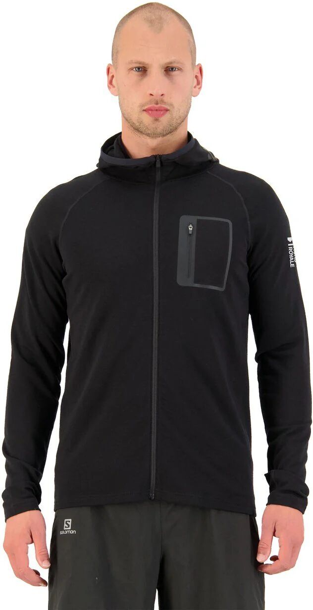 Mons Royale Men's Traverse Midi Full Zip Hood - Merino Wool, Black / XL