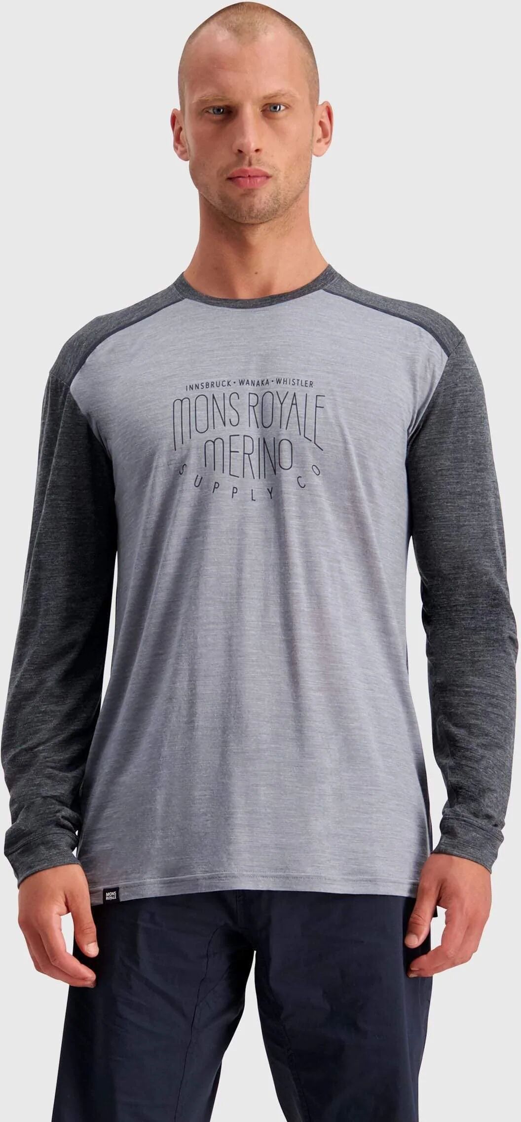 Mons Royale Men's Vapour Long Sleeve - Merino Tencel, Smoke/ Grey / XL