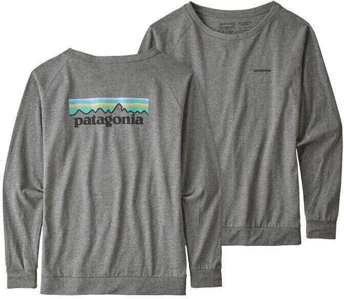 Patagonia W's Long-Sleeved Pastel P-6 Logo Responsibili-Tee - Recycled cotton / Recycled  Polyester, Gravel Heather / M