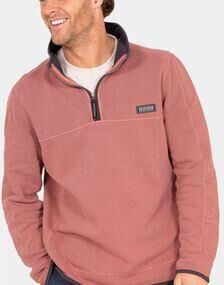 Brakeburn Mens Washed Pique 1/4 Zip Sweat Pink Size: (XL)