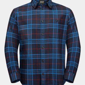 Jack Wolfskin Mens Cabin View Shirt Night Blue Checks Size: (L)