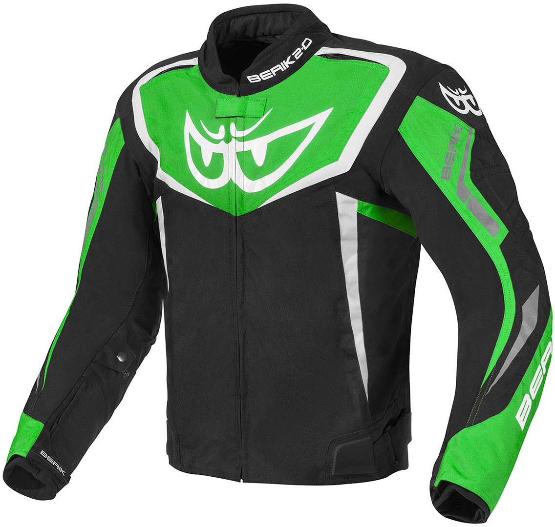 Berik Bad Eye Waterproof Motorcycle Textile Jacket  - Black White Green