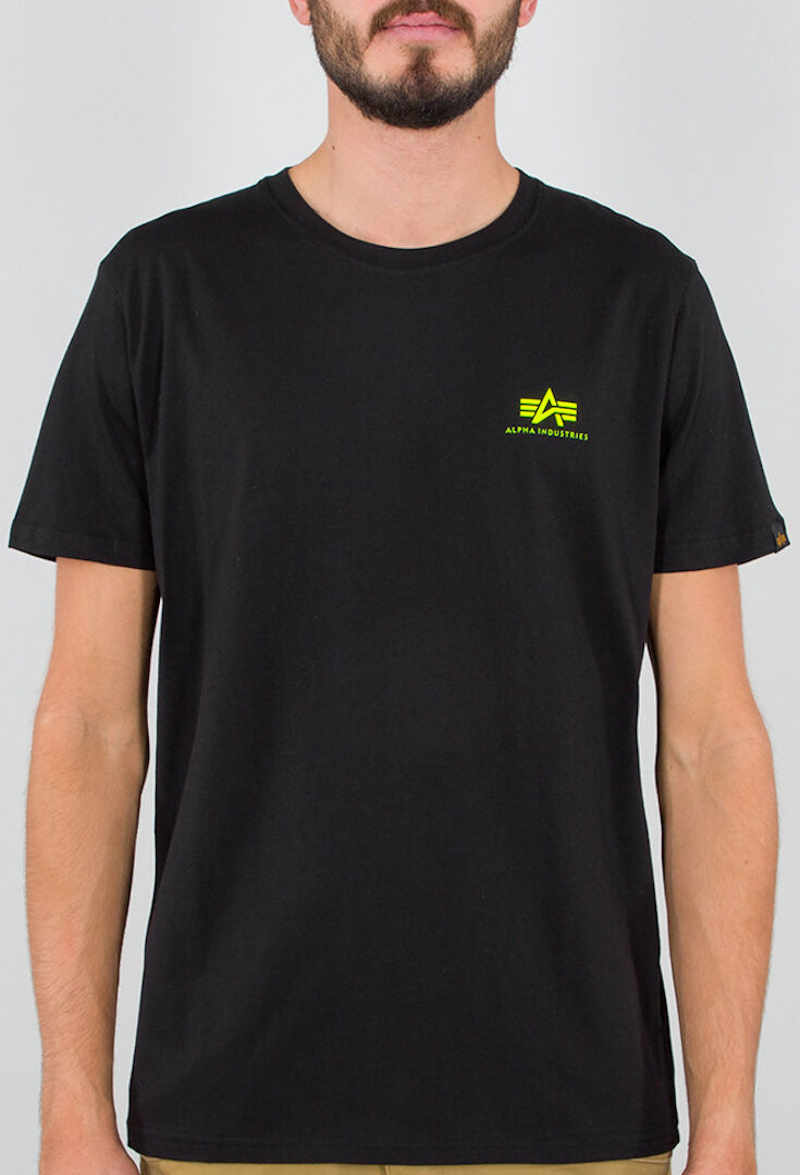 Alpha Industries Basic Small Logo Neon T-Shirt  - Black Yellow