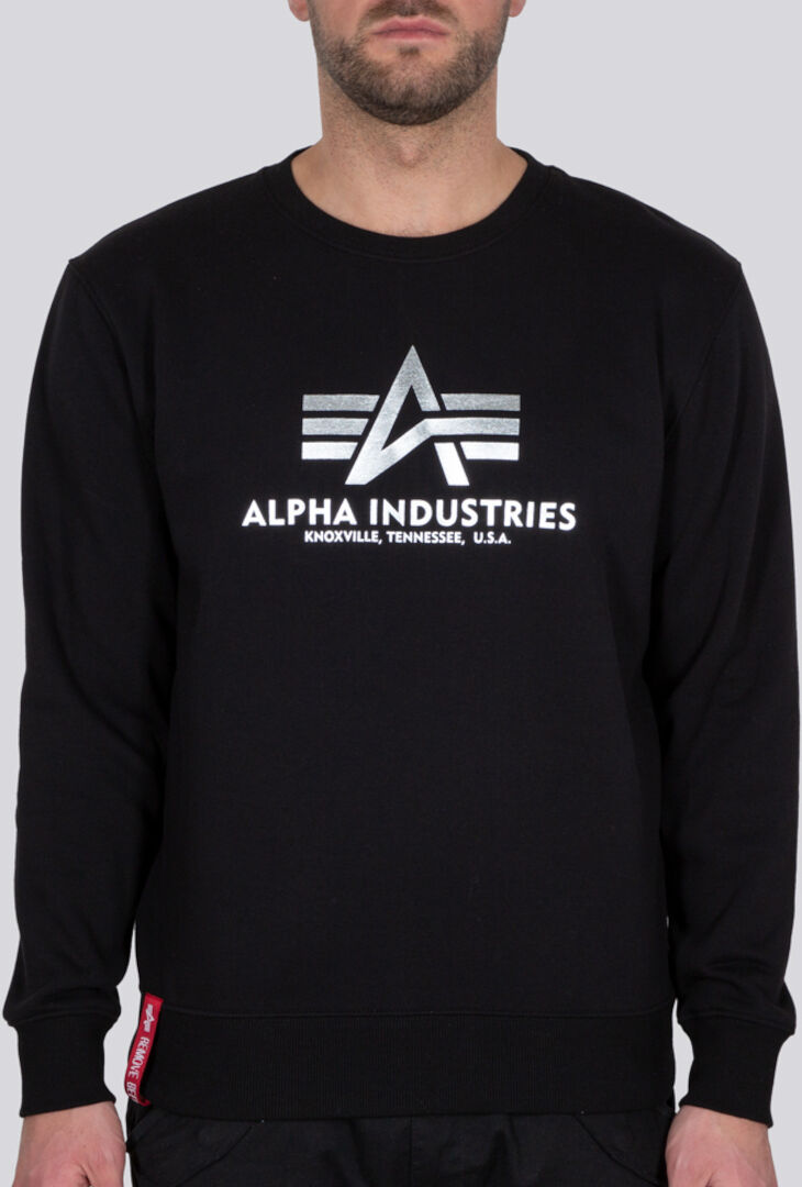 Alpha Industries Basic Foil Print Sweatshirt  - Black Silver