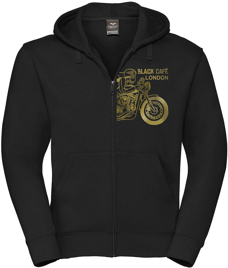 Black-Cafe London Retro Zip Hoodie  - Black Gold