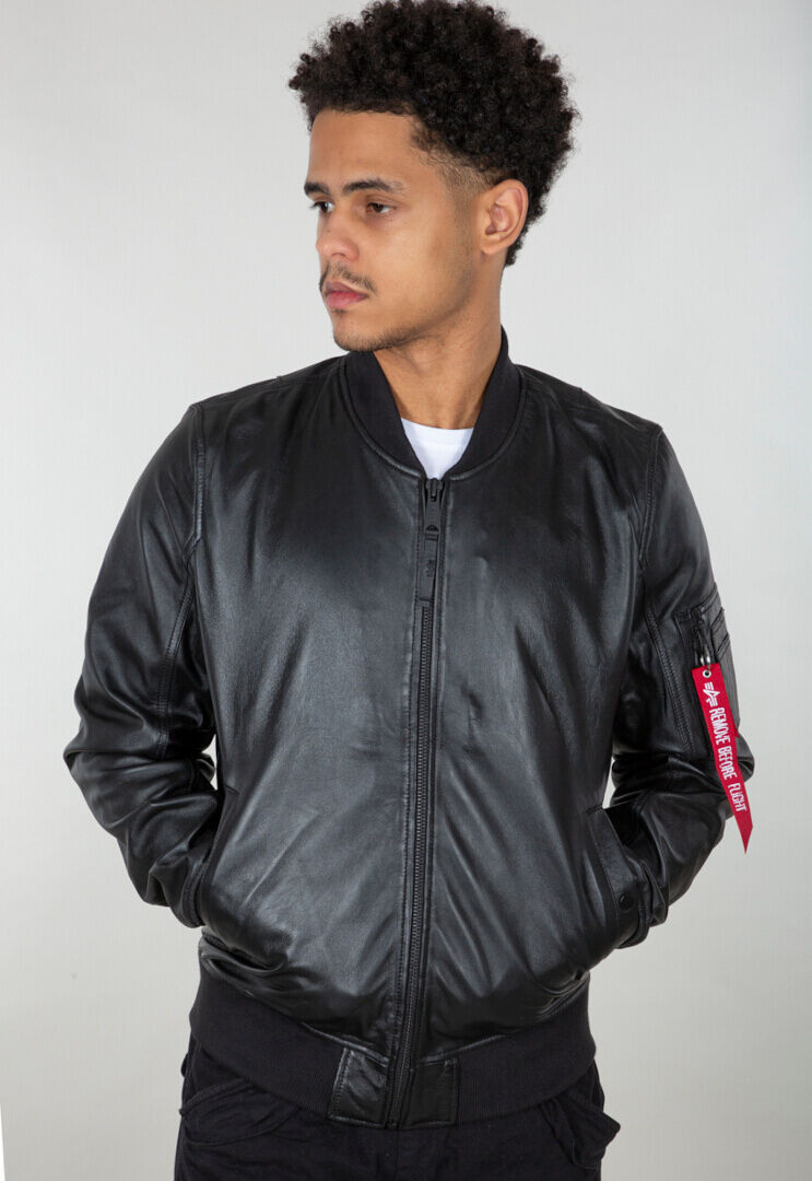 Alpha Industries Ma-1 Lw Ii Leather Jacket  - Black