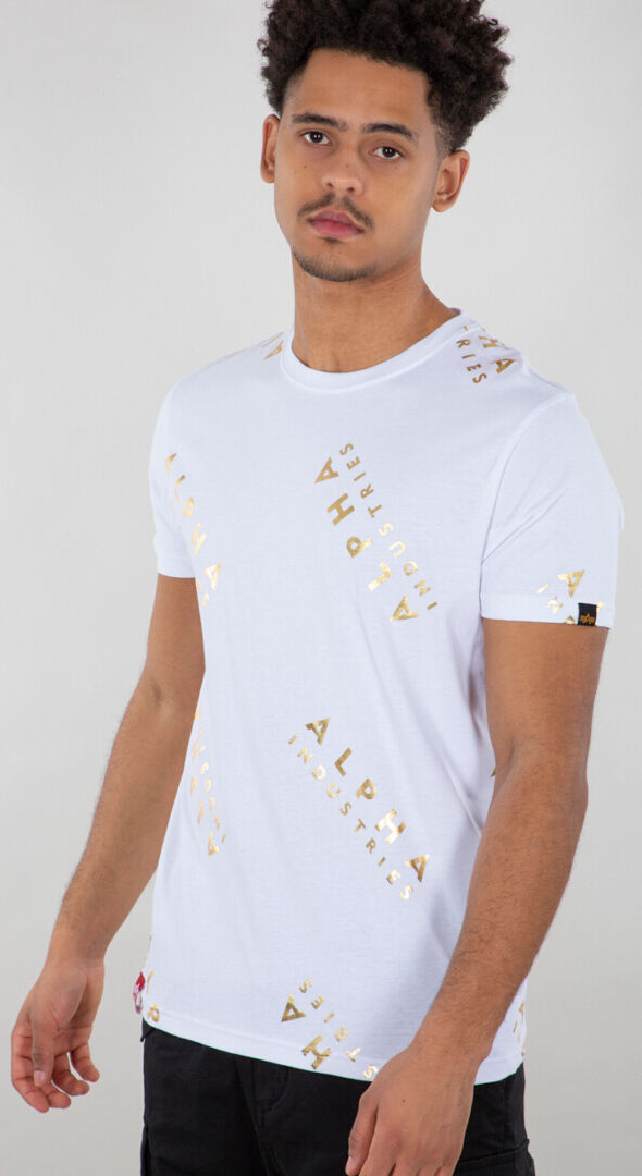 Alpha Industries Aop Foil Print T-Shirt  - White