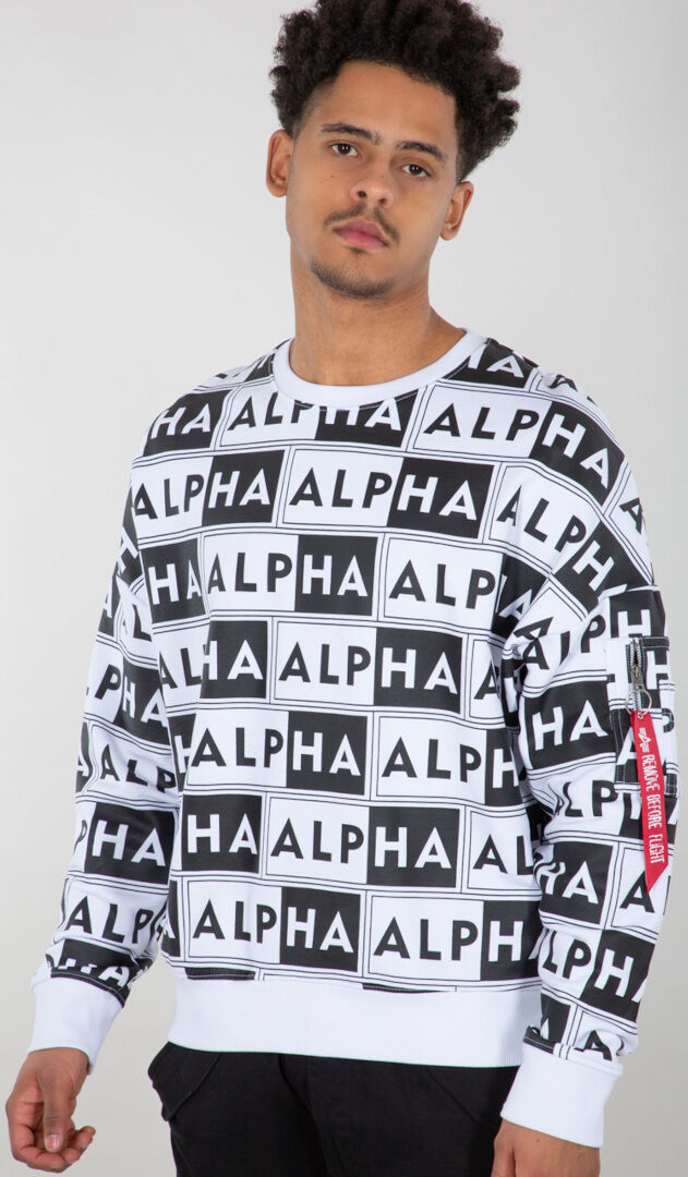 Alpha Industries Aop Os Pullover  - Black White