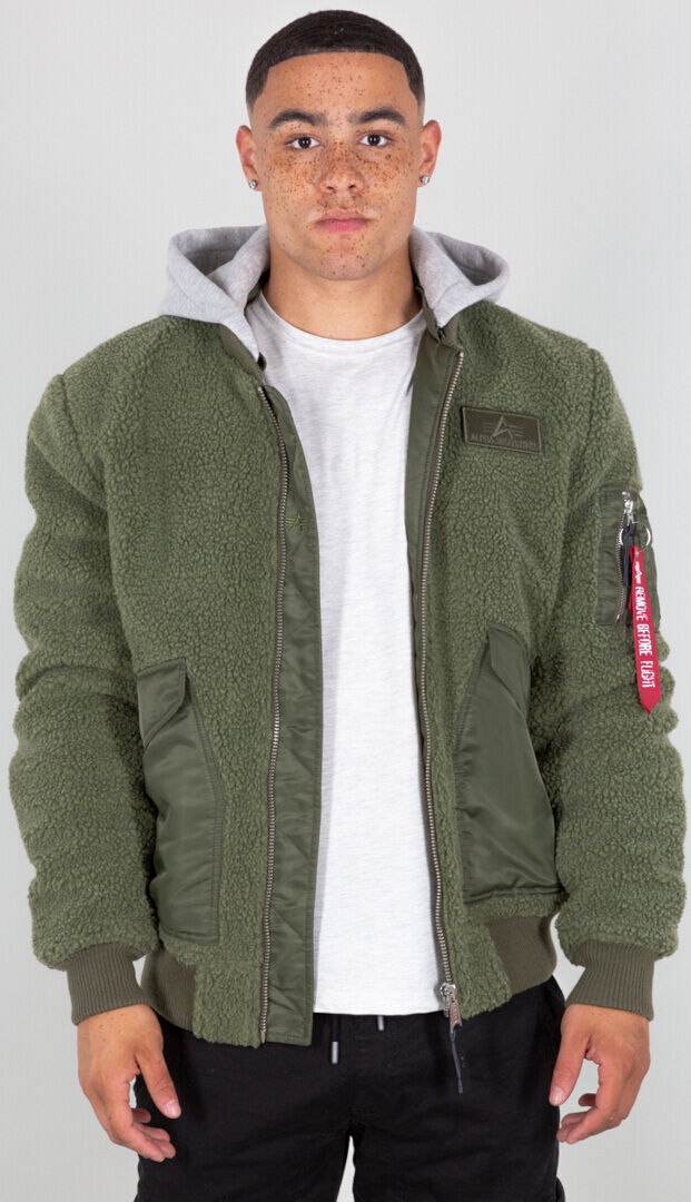 Alpha Industries Cwu Zip Teddy Hoodie  - Green