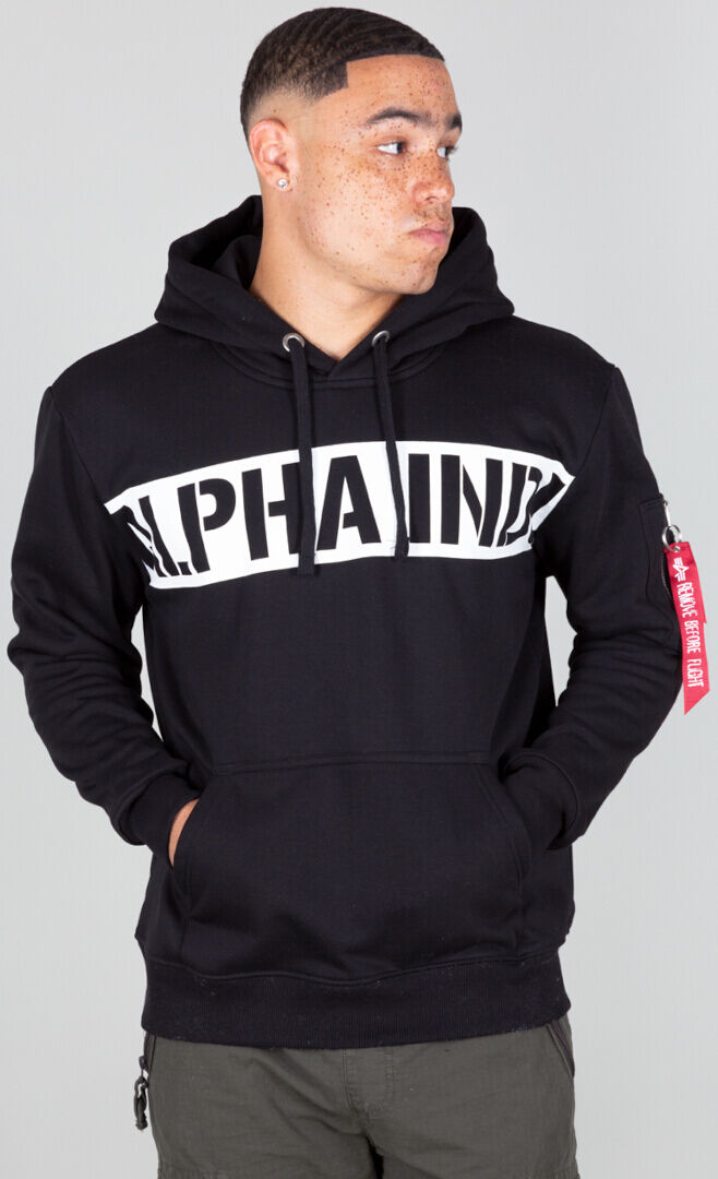 Alpha Industries Printed Stripe Hoodie  - Black