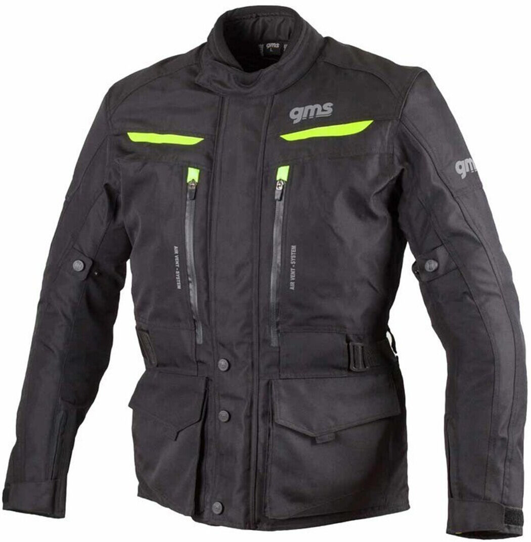 Gms Gear Motorcycle Textile Jacket  - Black Yellow