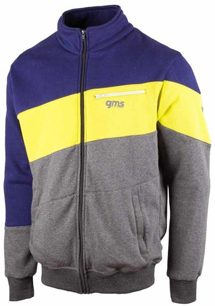 Gms Leo Motorcycle Sweat Jacket  - Grey Blue Yellow